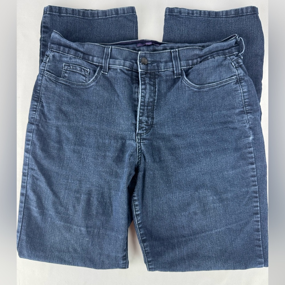 NYDJ Women's Straight Leg Blue Denim Jeans w/Sparkle Pockets